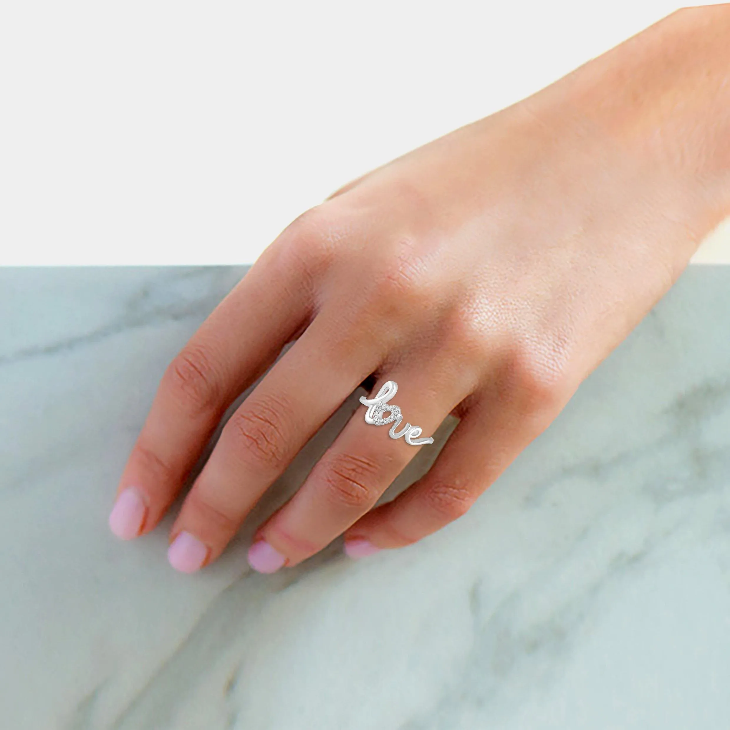 1/10 CTW Diamond Love Ring in Sterling Silver