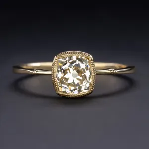1.27ct L-M VS2 OLD MINE CUT DIAMOND ENGAGEMENT RING VINTAGE STYLE SOLITAIRE GOLD