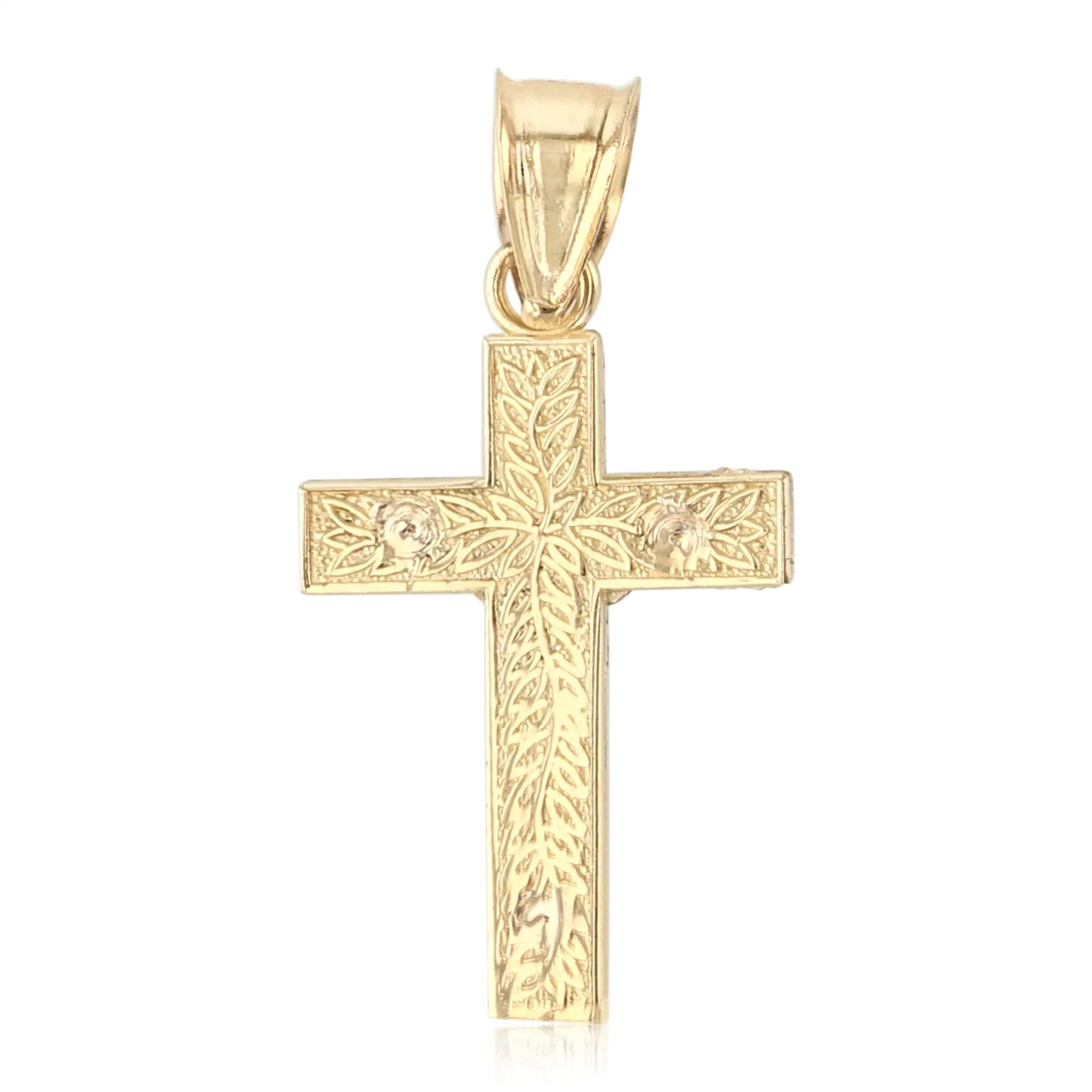 14K Gold Crucifix Cross Pendant with 0.9mm Singapore Chain