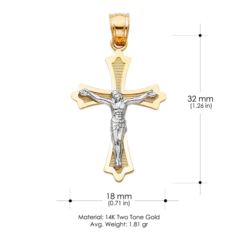14K Gold Crucifix Cross Pendant with 1.2mm Singapore Chain
