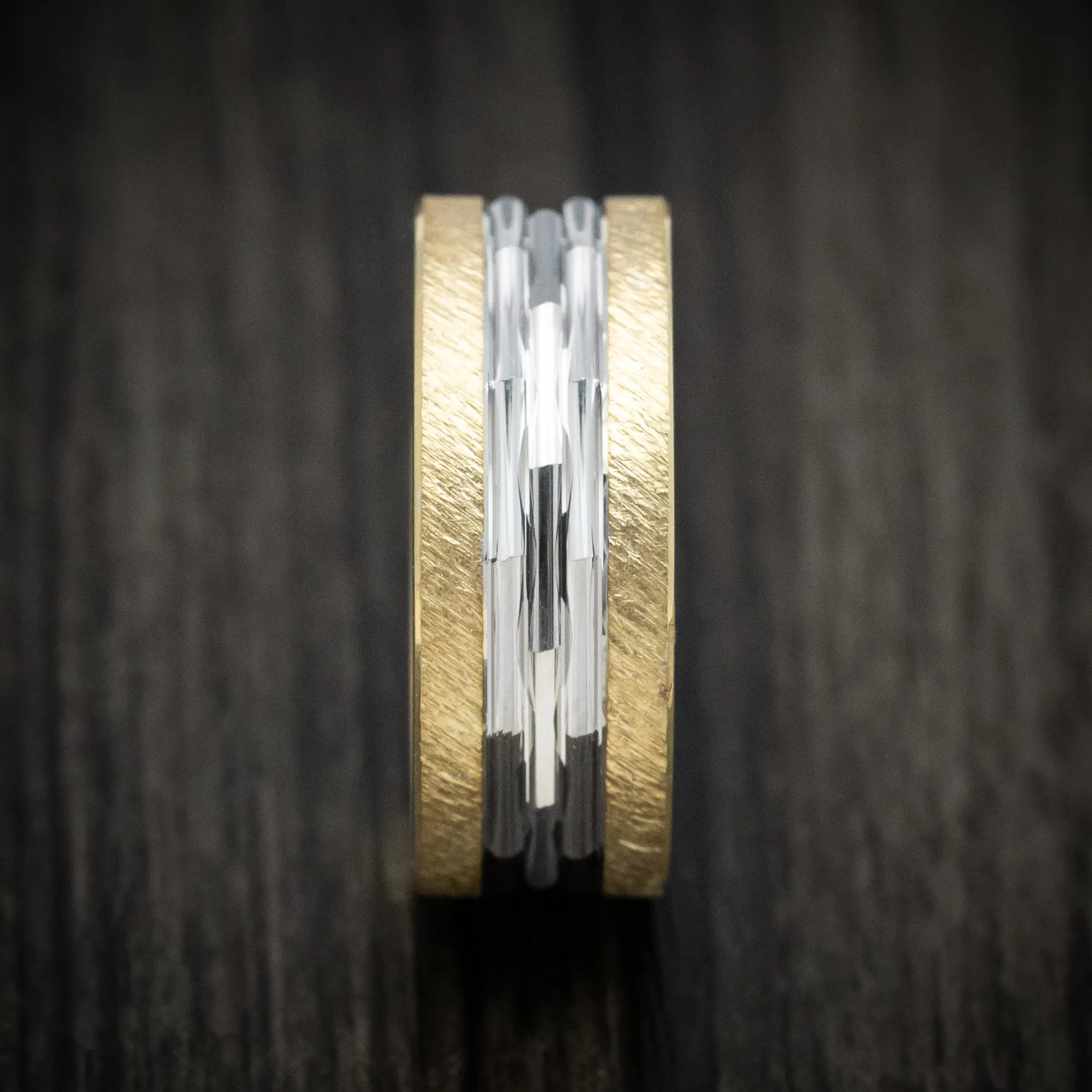 14K Gold Two-Tone Men's Ring Custom Made Band
