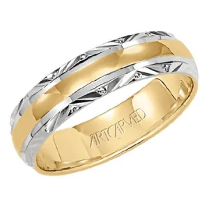 14k Two Tone Diamond Cut edges with Yellow center Band, size 10