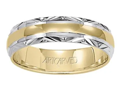 14k Two Tone Diamond Cut edges with Yellow center Band, size 10