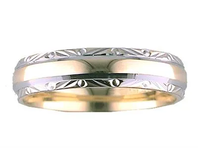 14k Two Tone Diamond Cut edges with Yellow center Band, size 10