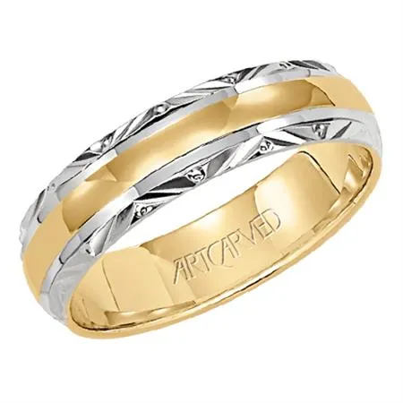 14k Two Tone Diamond Cut edges with Yellow center Band, size 10