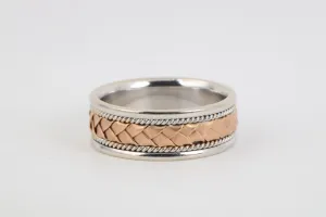 14k Two-Tone Gold Braided Ring Band Size 11 (12.45g.)