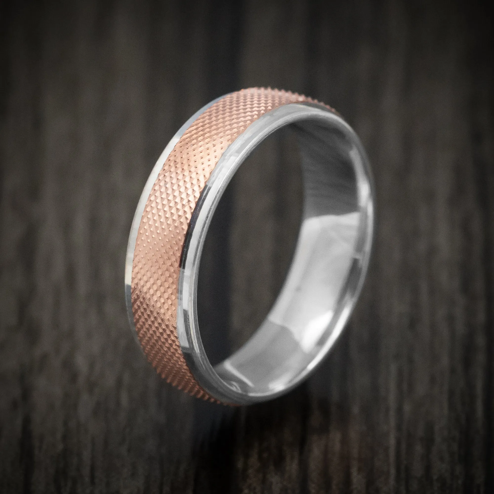 14K Two-Tone Rose and White Gold Men's Ring Custom Wedding Band