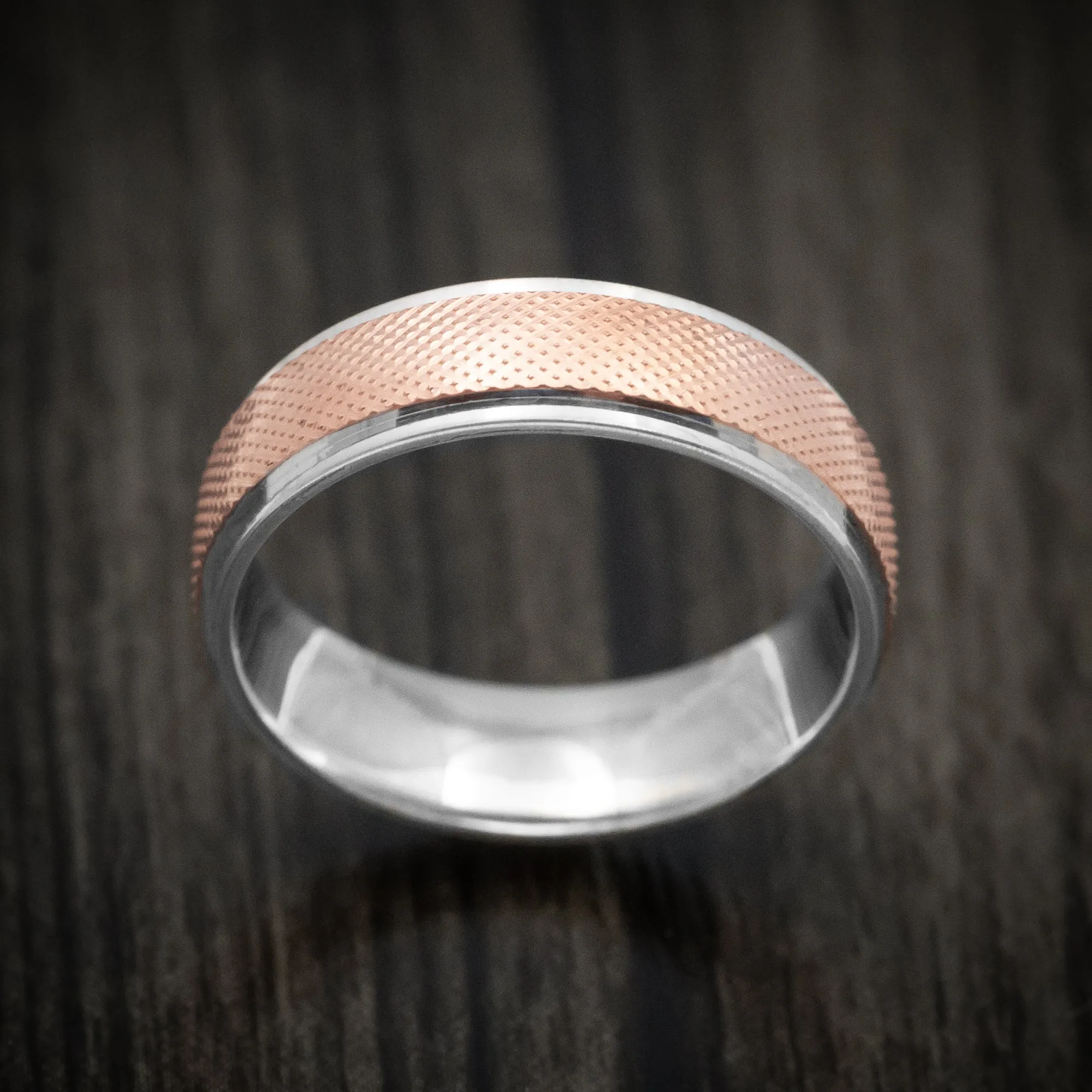 14K Two-Tone Rose and White Gold Men's Ring Custom Wedding Band