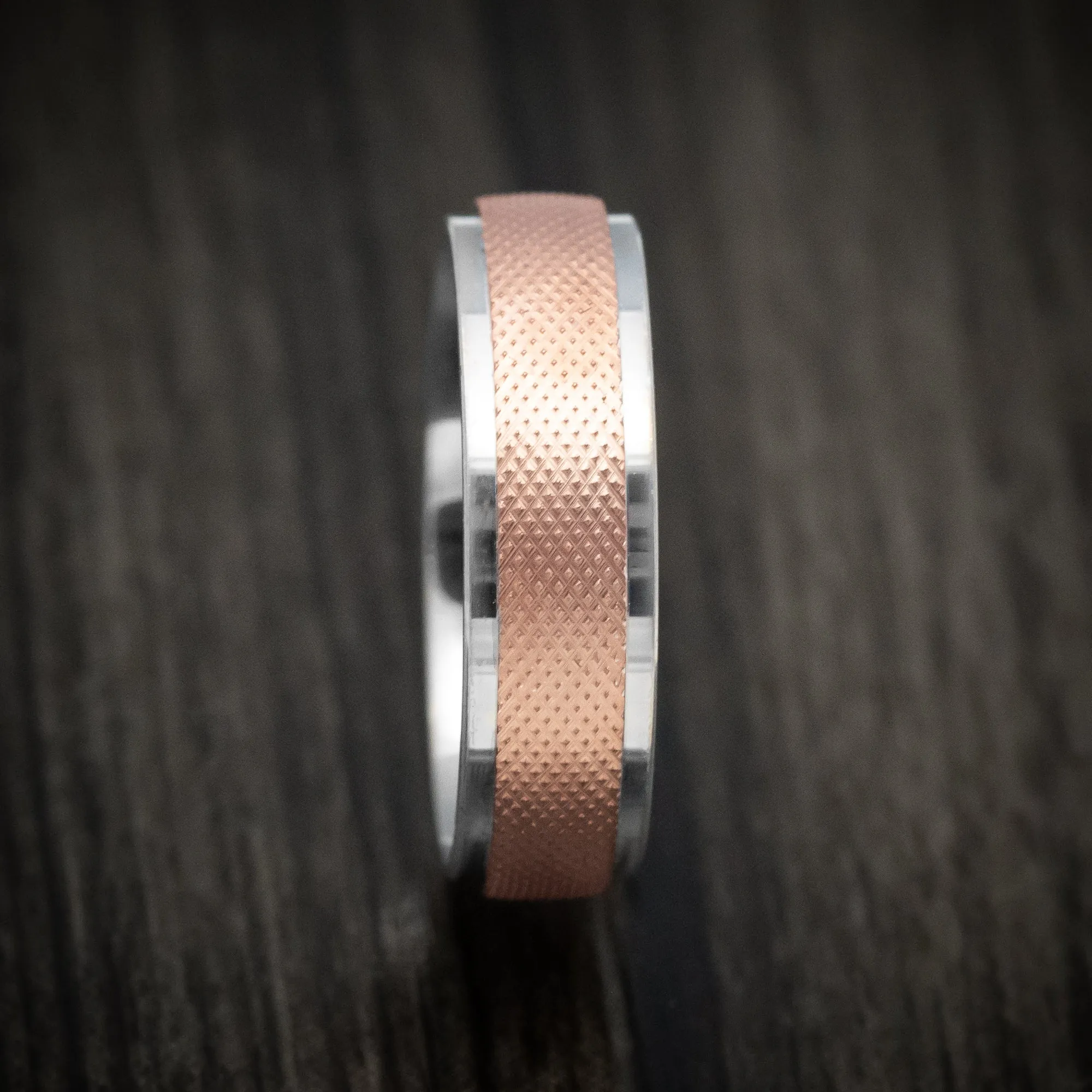 14K Two-Tone Rose and White Gold Men's Ring Custom Wedding Band