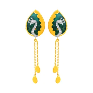 14KT (585) Yellow Gold & Diamond Tear Drop Earrings