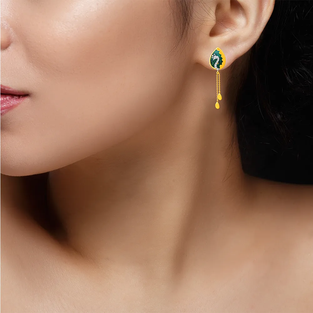 14KT (585) Yellow Gold & Diamond Tear Drop Earrings