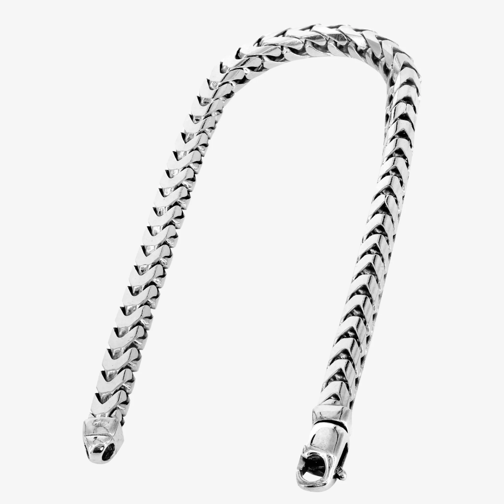 1.8mm- 3.9mm - Diamond Cut Franco Bracelet Solid White Gold