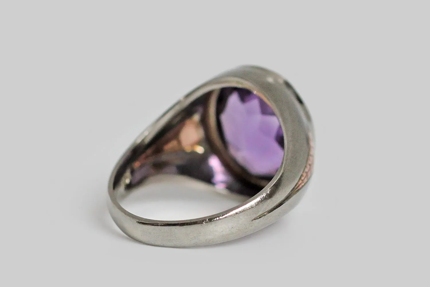 1940s Amethyst Spearheads Ring in Two Tone 10k Gold
