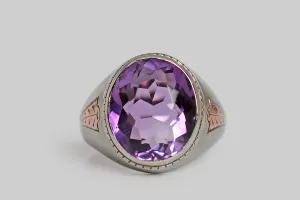 1940s Amethyst Spearheads Ring in Two Tone 10k Gold