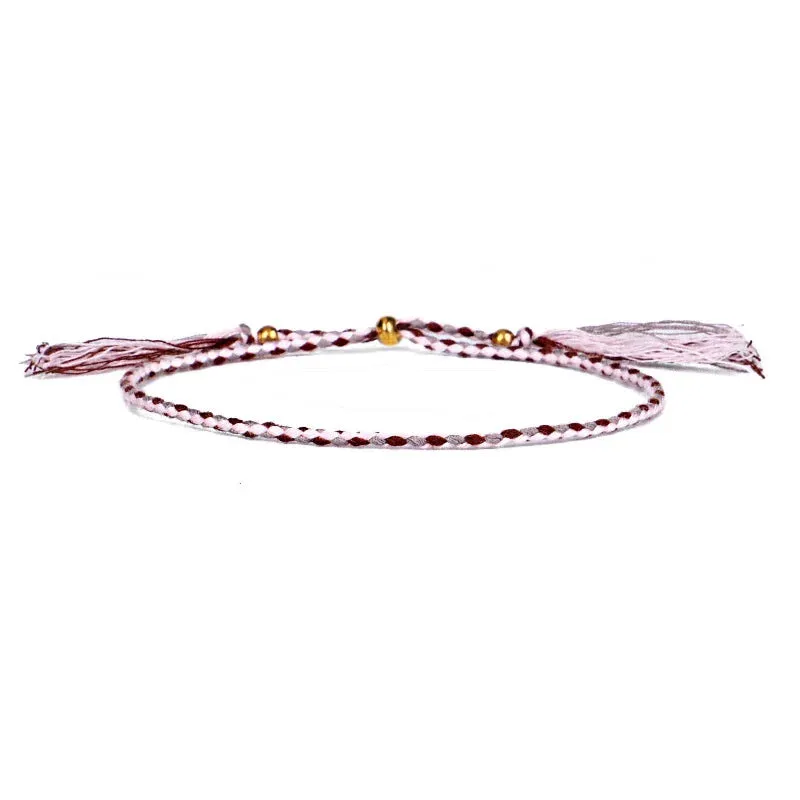 1pcs Women Men Handmade Tassel Knots Thread Rope Bracelet Ethnic Jewelry for Meetvii Lucky Tibetan String Bracelets & Bangles