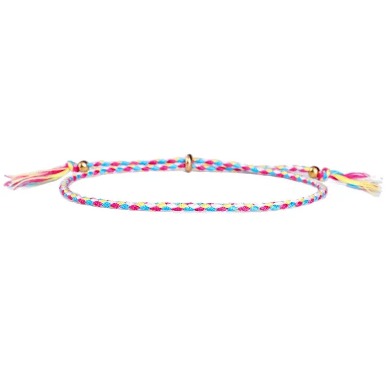 1pcs Women Men Handmade Tassel Knots Thread Rope Bracelet Ethnic Jewelry for Meetvii Lucky Tibetan String Bracelets & Bangles