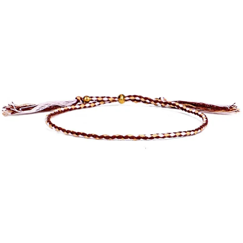 1pcs Women Men Handmade Tassel Knots Thread Rope Bracelet Ethnic Jewelry for Meetvii Lucky Tibetan String Bracelets & Bangles
