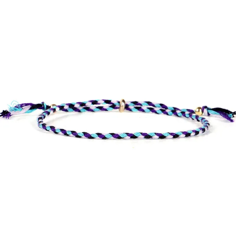 1pcs Women Men Handmade Tassel Knots Thread Rope Bracelet Ethnic Jewelry for Meetvii Lucky Tibetan String Bracelets & Bangles