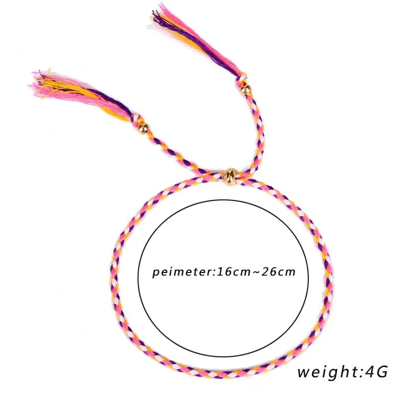 1pcs Women Men Handmade Tassel Knots Thread Rope Bracelet Ethnic Jewelry for Meetvii Lucky Tibetan String Bracelets & Bangles