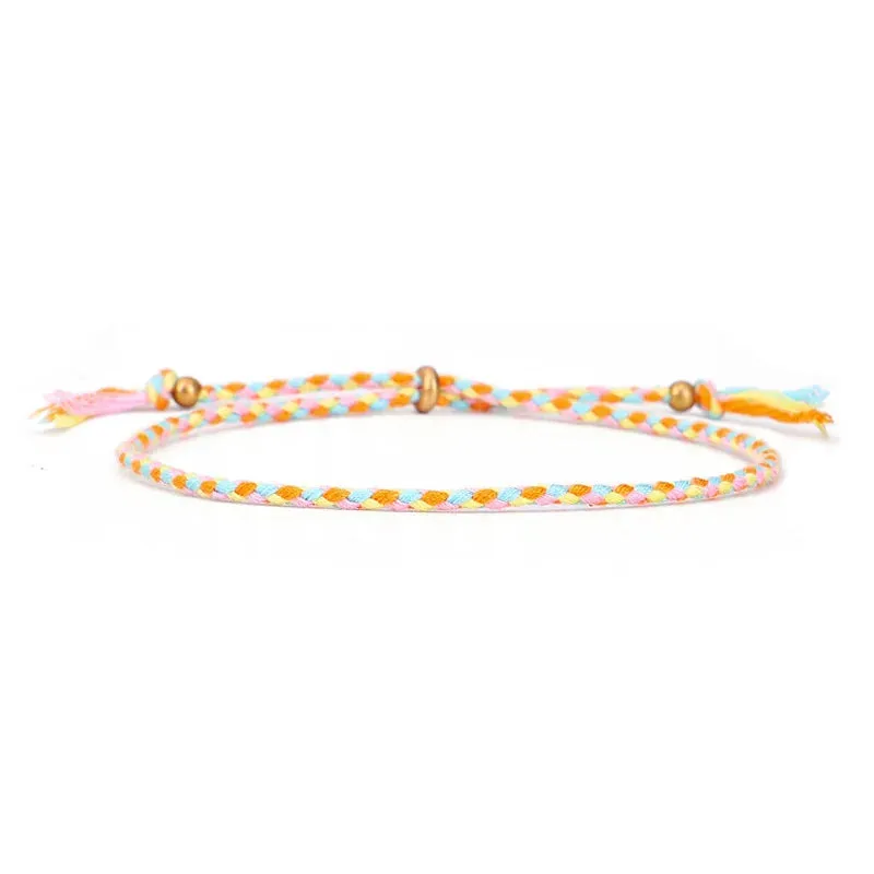 1pcs Women Men Handmade Tassel Knots Thread Rope Bracelet Ethnic Jewelry for Meetvii Lucky Tibetan String Bracelets & Bangles