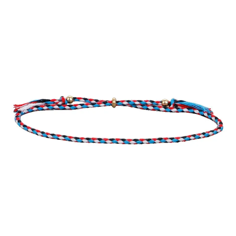 1pcs Women Men Handmade Tassel Knots Thread Rope Bracelet Ethnic Jewelry for Meetvii Lucky Tibetan String Bracelets & Bangles