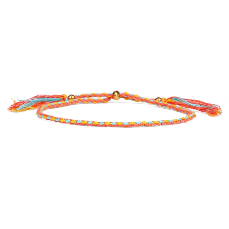 1pcs Women Men Handmade Tassel Knots Thread Rope Bracelet Ethnic Jewelry for Meetvii Lucky Tibetan String Bracelets & Bangles