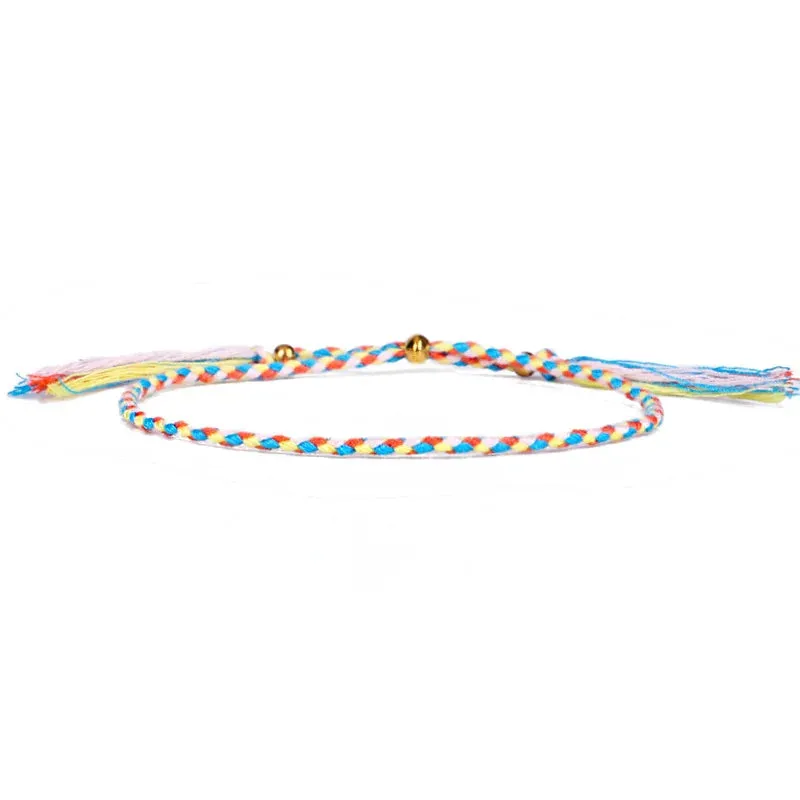 1pcs Women Men Handmade Tassel Knots Thread Rope Bracelet Ethnic Jewelry for Meetvii Lucky Tibetan String Bracelets & Bangles