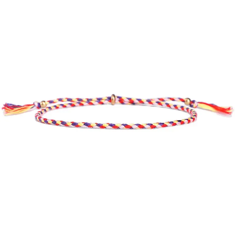 1pcs Women Men Handmade Tassel Knots Thread Rope Bracelet Ethnic Jewelry for Meetvii Lucky Tibetan String Bracelets & Bangles