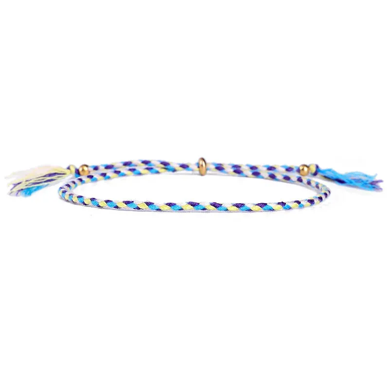 1pcs Women Men Handmade Tassel Knots Thread Rope Bracelet Ethnic Jewelry for Meetvii Lucky Tibetan String Bracelets & Bangles