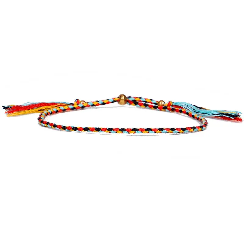 1pcs Women Men Handmade Tassel Knots Thread Rope Bracelet Ethnic Jewelry for Meetvii Lucky Tibetan String Bracelets & Bangles