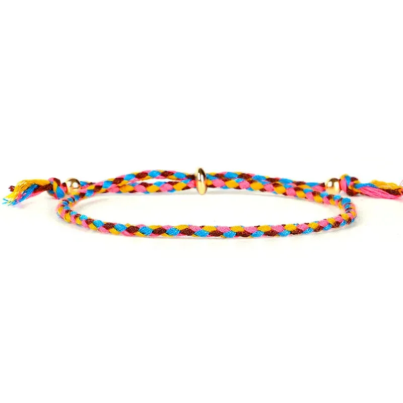 1pcs Women Men Handmade Tassel Knots Thread Rope Bracelet Ethnic Jewelry for Meetvii Lucky Tibetan String Bracelets & Bangles