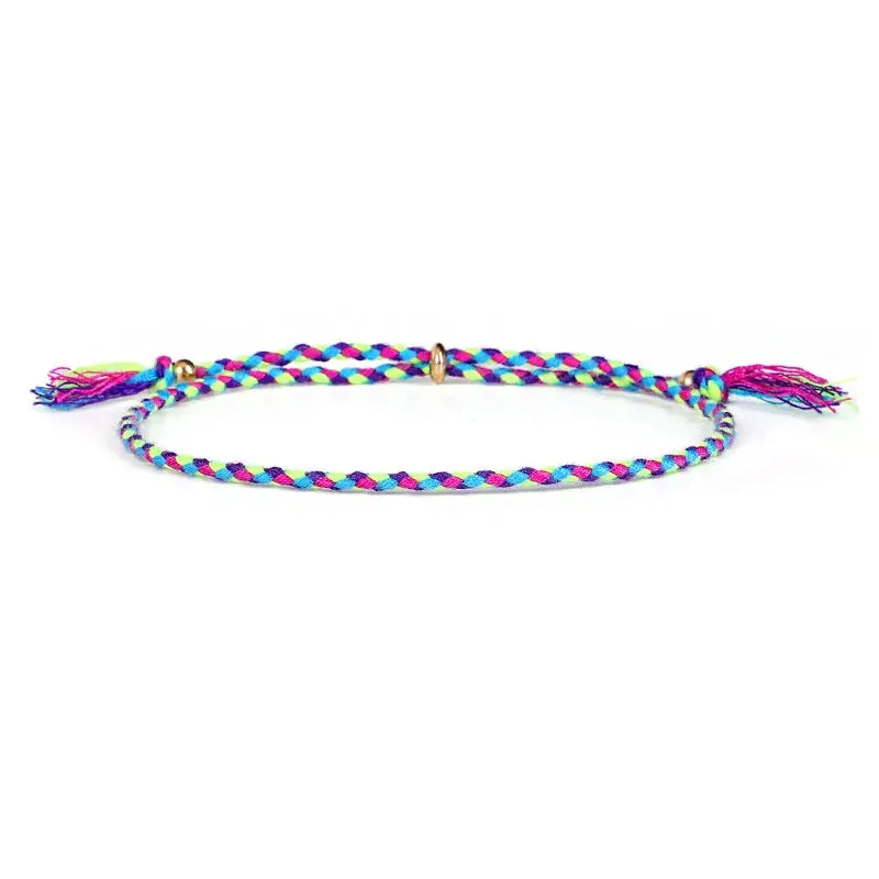 1pcs Women Men Handmade Tassel Knots Thread Rope Bracelet Ethnic Jewelry for Meetvii Lucky Tibetan String Bracelets & Bangles