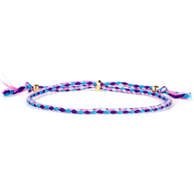 1pcs Women Men Handmade Tassel Knots Thread Rope Bracelet Ethnic Jewelry for Meetvii Lucky Tibetan String Bracelets & Bangles