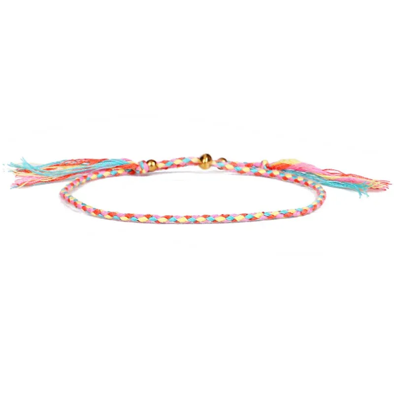 1pcs Women Men Handmade Tassel Knots Thread Rope Bracelet Ethnic Jewelry for Meetvii Lucky Tibetan String Bracelets & Bangles