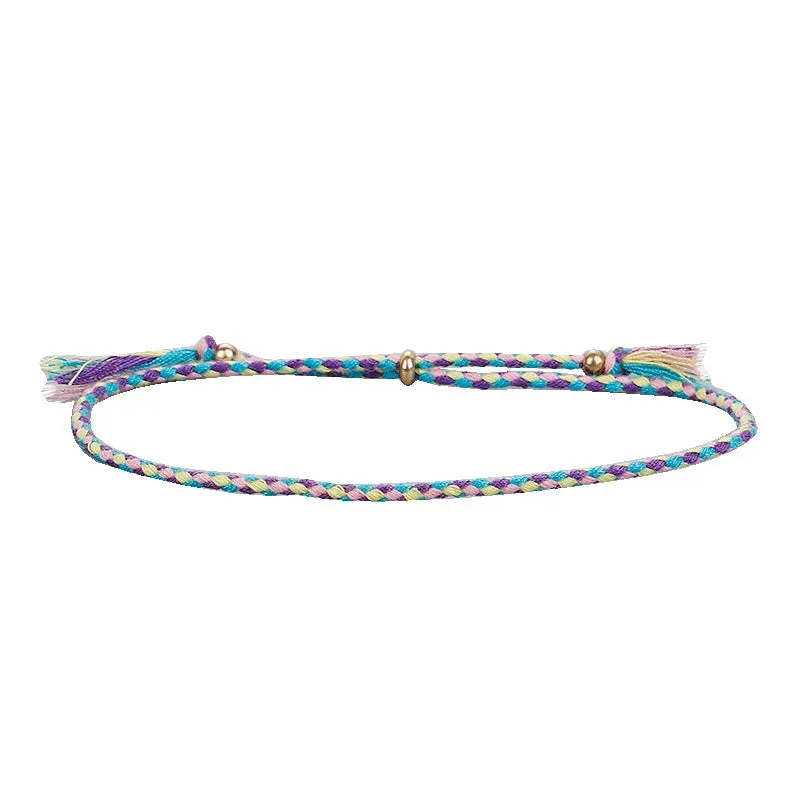 1pcs Women Men Handmade Tassel Knots Thread Rope Bracelet Ethnic Jewelry for Meetvii Lucky Tibetan String Bracelets & Bangles