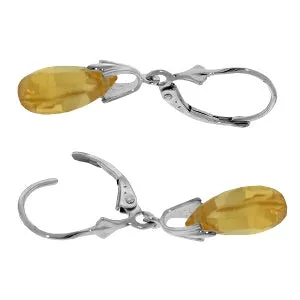 6 Carat 14K Solid White Gold Take Turns Citrine Earrings
