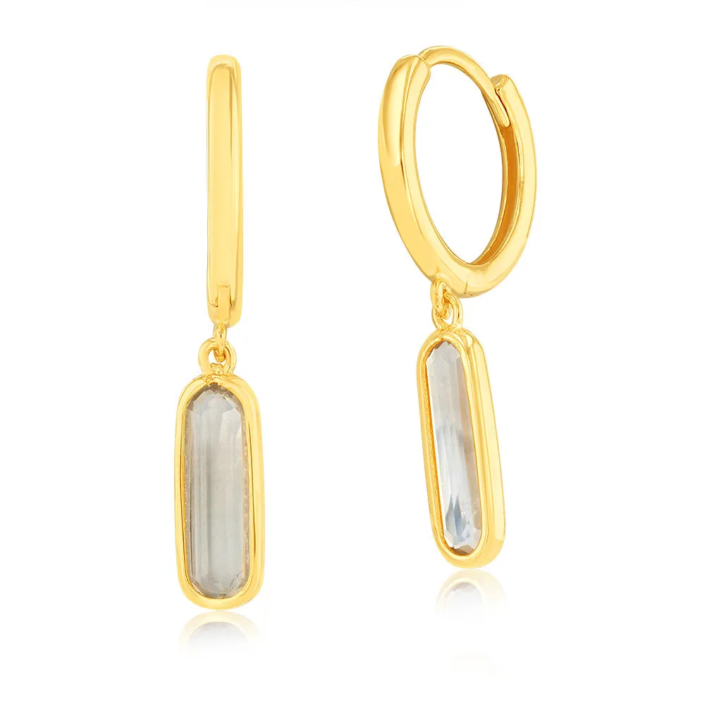 9ct Yellow Gold Natural Quartz On Sleeper Earring