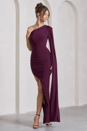 Adelaide | Plum Asymmetric Sleeveless Split Maxi Dress
