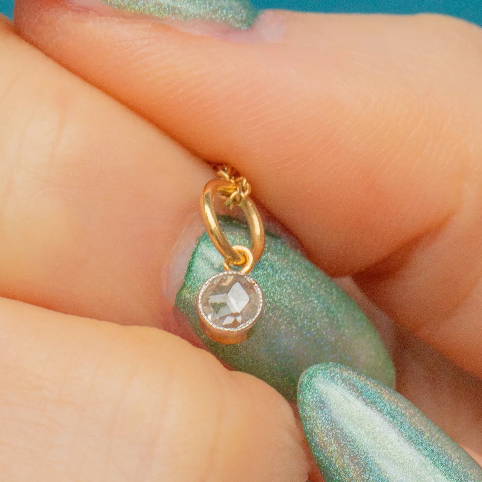 Antique 18ct Gold Rose Cut Diamond Charm