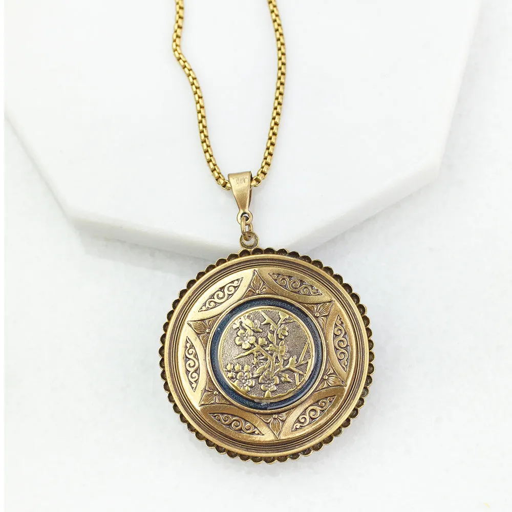 Antique Button "Courting Couple" Pendant and Necklace