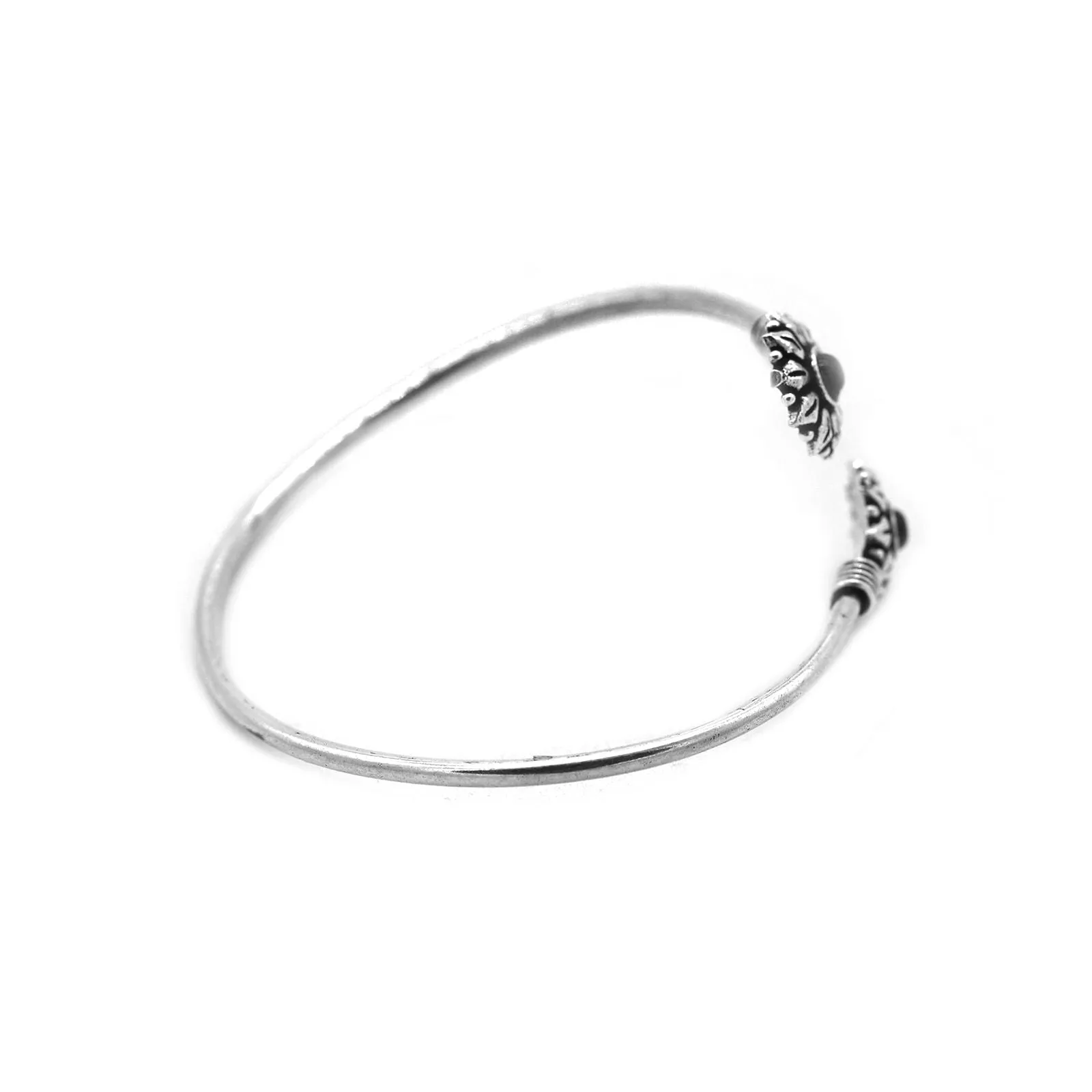 Aparna Black Circular Silver Oxidized Bracelet