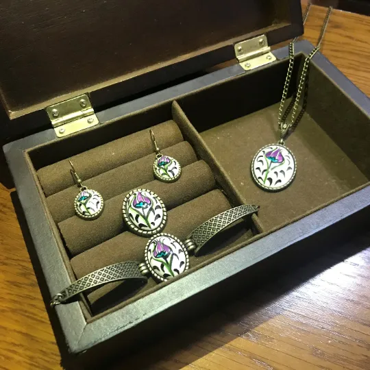 Artisan Made Floral Jewelry Set - Ceramic Bracelets for Women and Girls