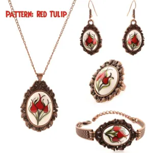 Artisan Made Floral Jewelry Set - Ceramic Bracelets for Women and Girls