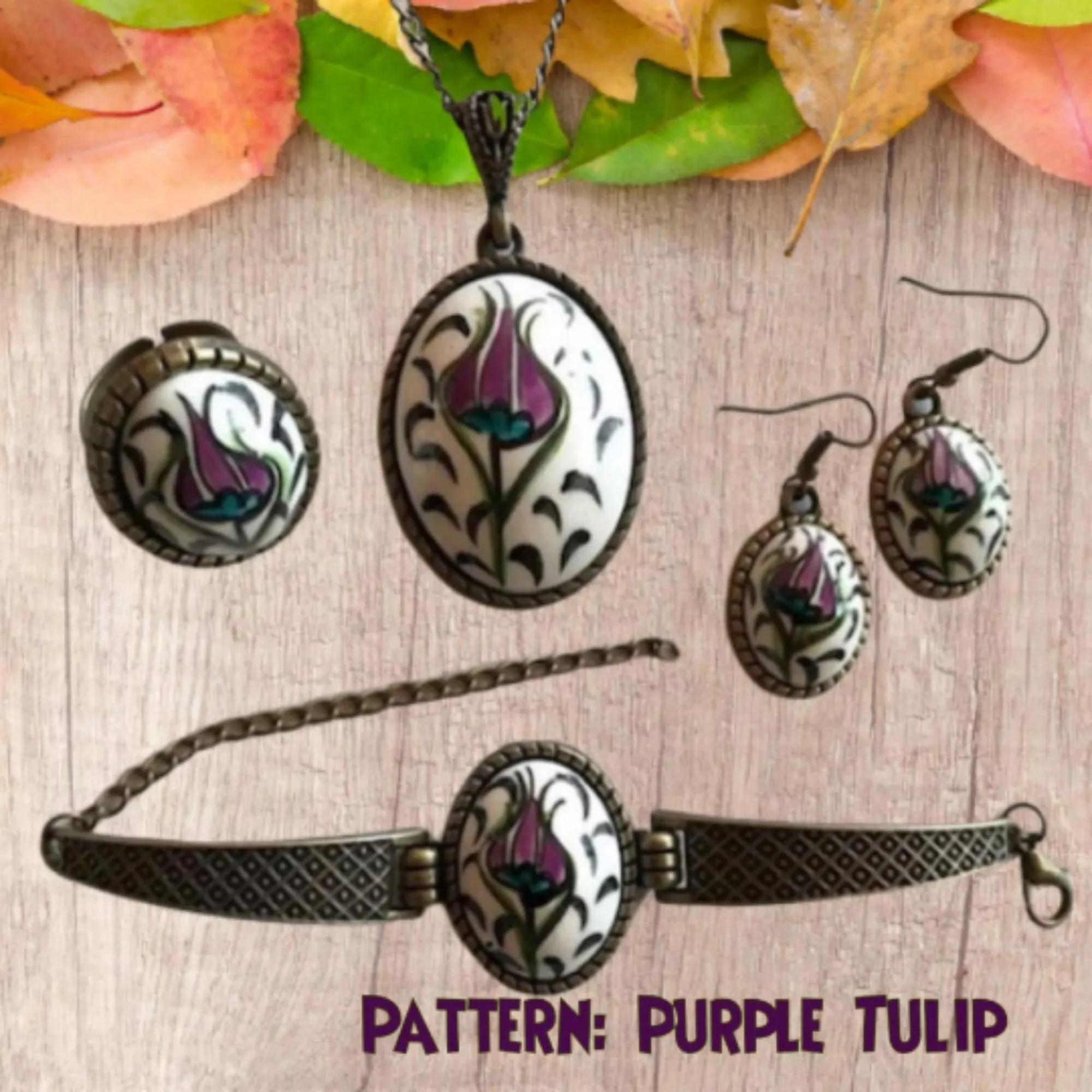 Artisan Made Floral Jewelry Set - Ceramic Bracelets for Women and Girls