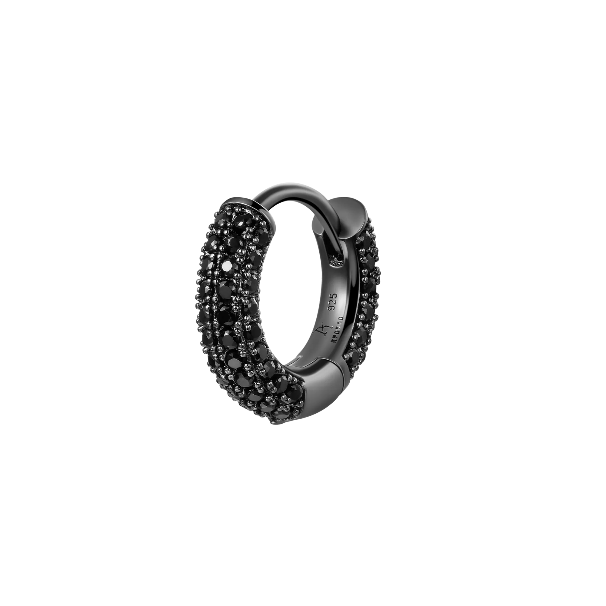 Asymmetric Cross And Iced Hoop Black Earrings
