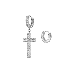 Asymmetric Cross Iced Earring Set