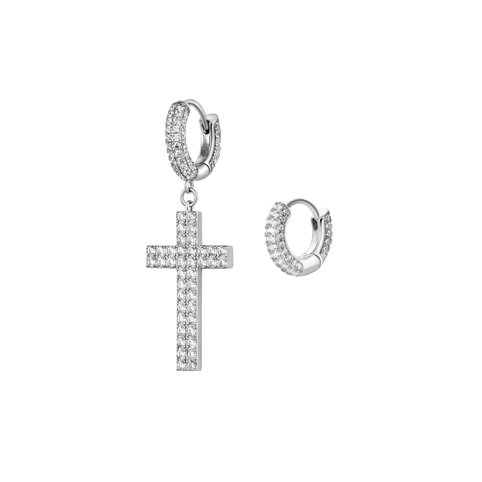 Asymmetric Cross Iced Earring Set