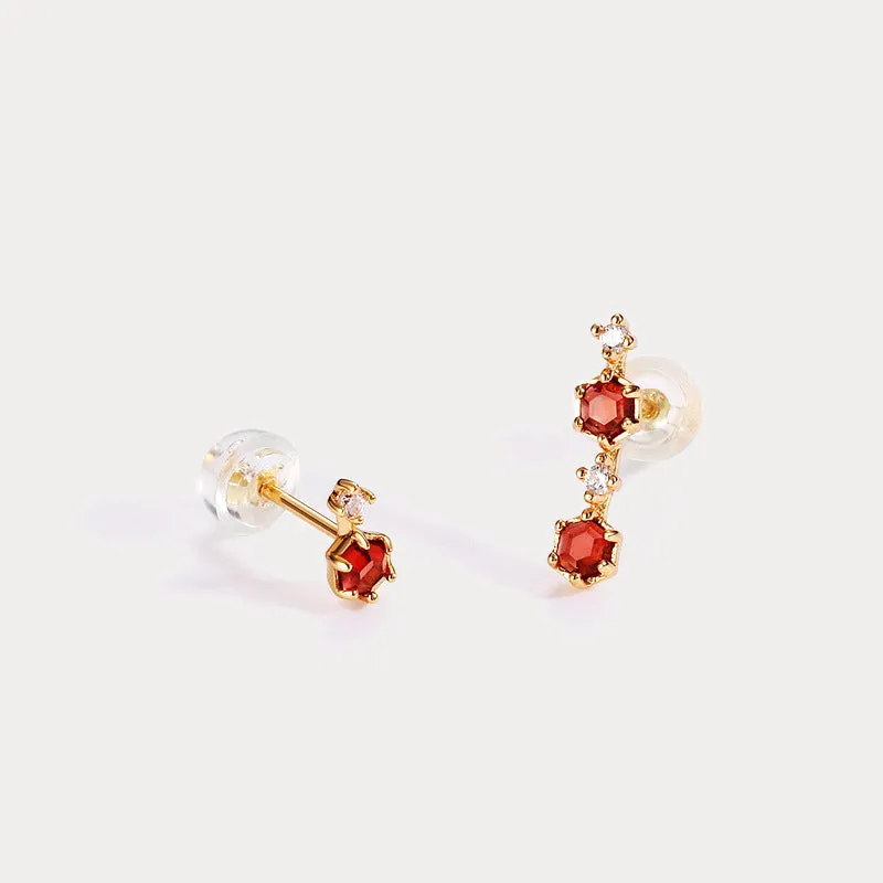 Asymmetric Garnet Earrings