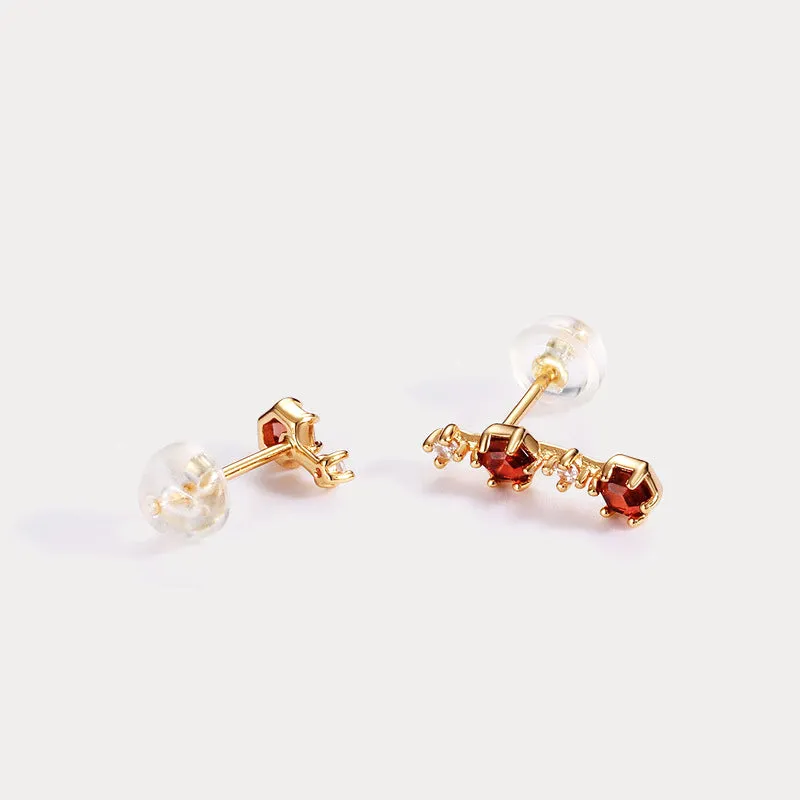 Asymmetric Garnet Earrings