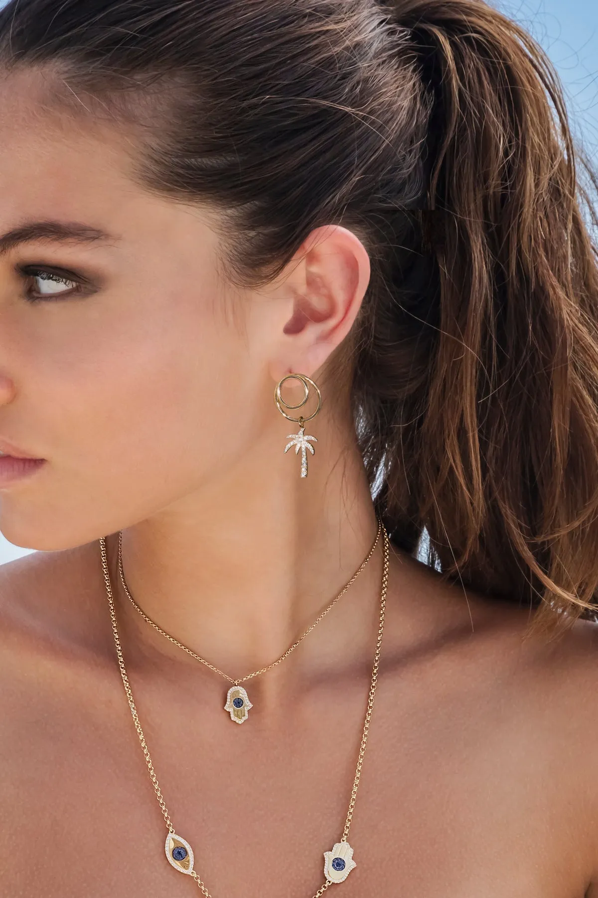 Asymmetric Palm Tree & Starfish Earrings